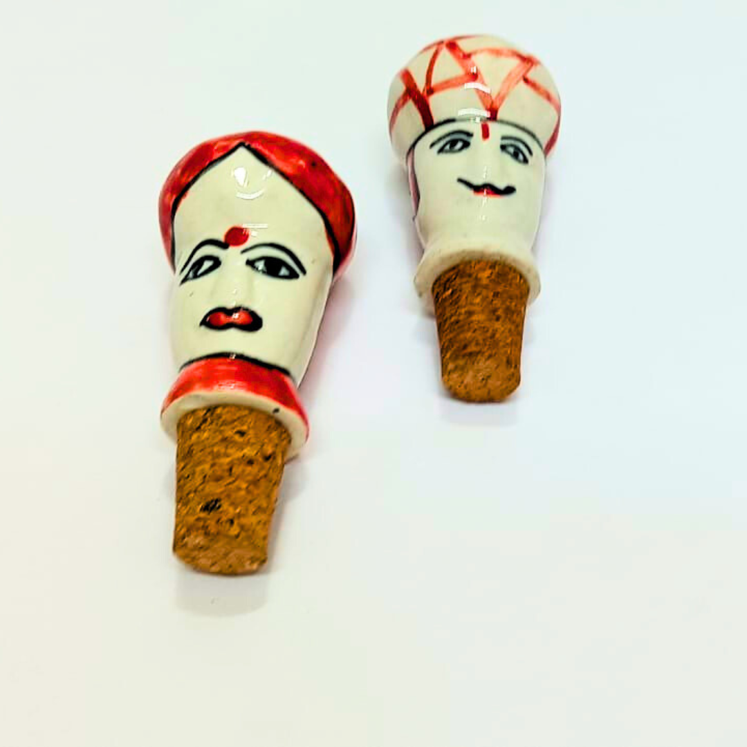 Decorative Wine Bottle Stopper,Handcrafted Ceramic Bottle Cork Stopper – Printed Wine & Oil Bottle Stopper | Reusable, Eco-Friendly, Decorative Kitchen Accessory