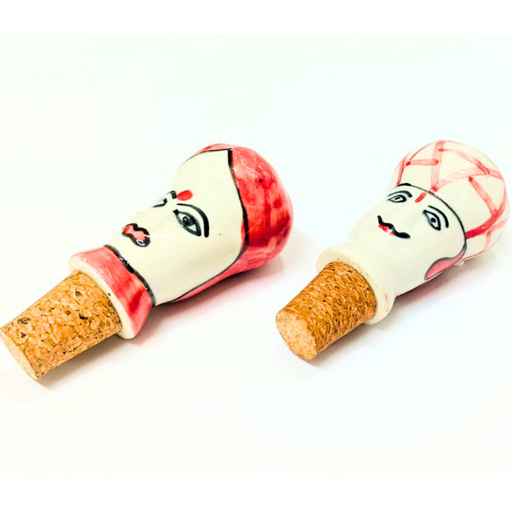 Decorative Wine Bottle Stopper,Handcrafted Ceramic Bottle Cork Stopper – Printed Wine & Oil Bottle Stopper | Reusable, Eco-Friendly, Decorative Kitchen Accessory