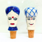 Decorative Wine Bottle Stopper,Handcrafted Ceramic Bottle Cork Stopper – Printed Wine & Oil Bottle Stopper | Reusable, Eco-Friendly, Decorative Kitchen Accessory