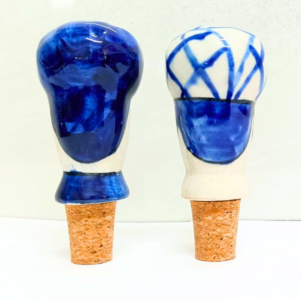Decorative Wine Bottle Stopper,Handcrafted Ceramic Bottle Cork Stopper – Printed Wine & Oil Bottle Stopper | Reusable, Eco-Friendly, Decorative Kitchen Accessory
