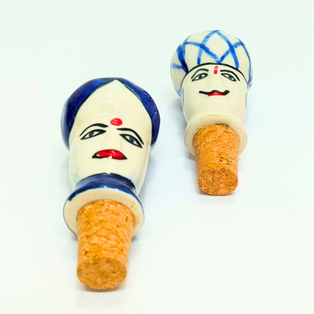 Decorative Wine Bottle Stopper,Handcrafted Ceramic Bottle Cork Stopper – Printed Wine & Oil Bottle Stopper | Reusable, Eco-Friendly, Decorative Kitchen Accessory