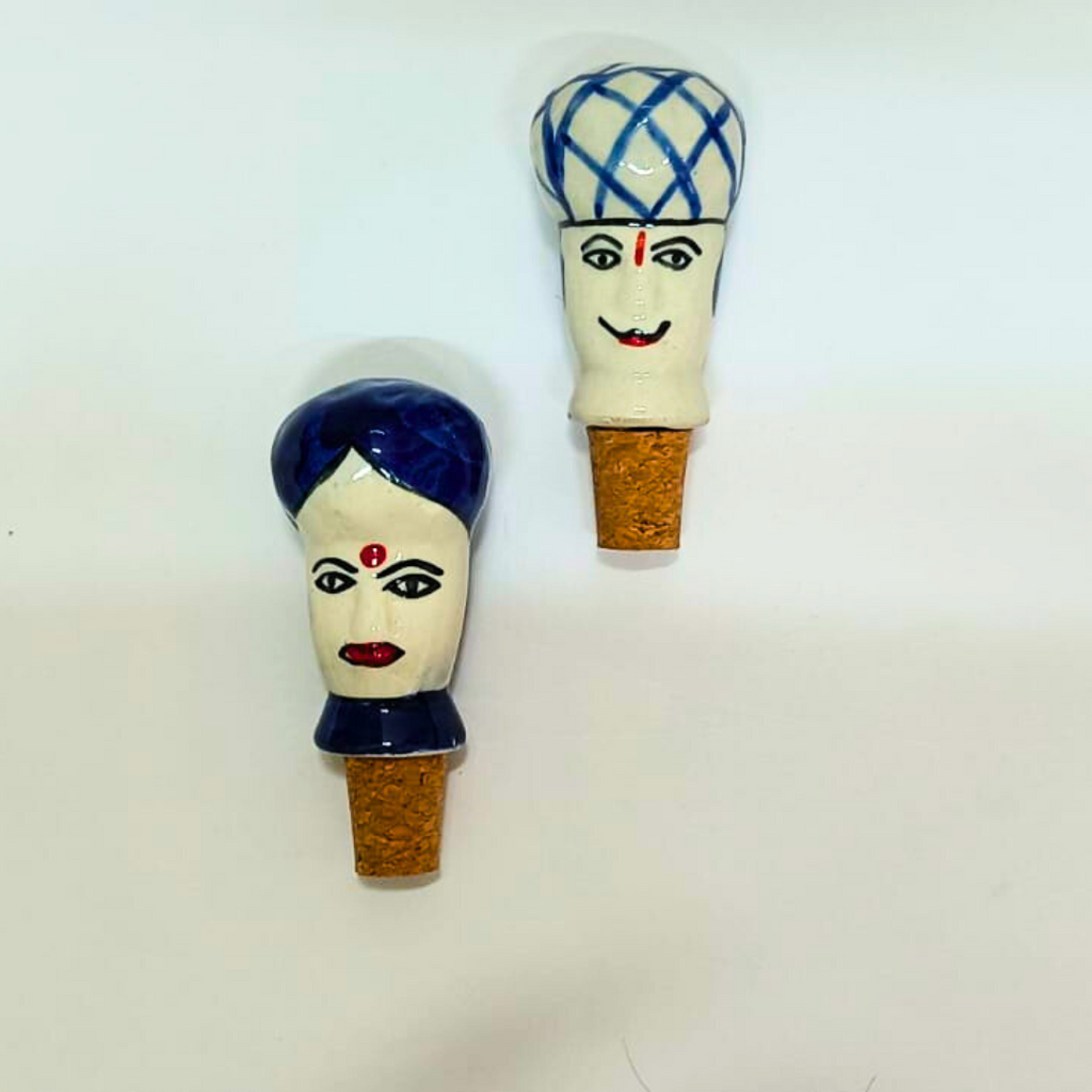 Decorative Wine Bottle Stopper,Handcrafted Ceramic Bottle Cork Stopper – Printed Wine & Oil Bottle Stopper | Reusable, Eco-Friendly, Decorative Kitchen Accessory