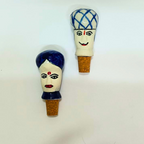 Decorative Wine Bottle Stopper,Handcrafted Ceramic Bottle Cork Stopper – Printed Wine & Oil Bottle Stopper | Reusable, Eco-Friendly, Decorative Kitchen Accessory