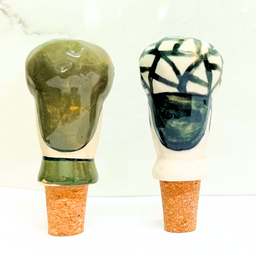 Decorative Wine Bottle Stopper,Handcrafted Ceramic Bottle Cork Stopper –Printed Wine & Oil Bottle Stopper | Reusable, Eco-Friendly, Decorative Kitchen Accessorycccccccc