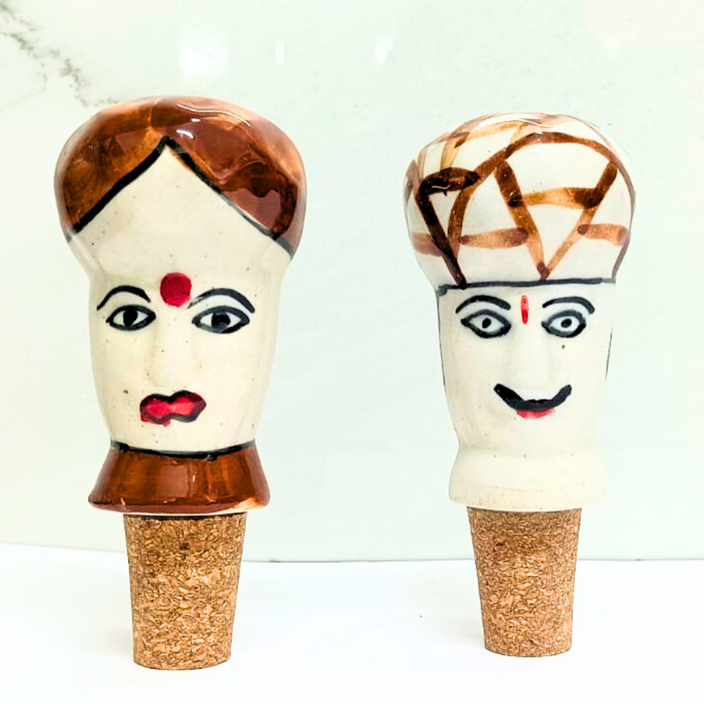 Decorative Wine Bottle Stopper,Handcrafted Ceramic Bottle Cork Stopper – Printed Wine & Oil Bottle Stopper | Reusable, Eco-Friendly, Decorative Kitchen Accessory