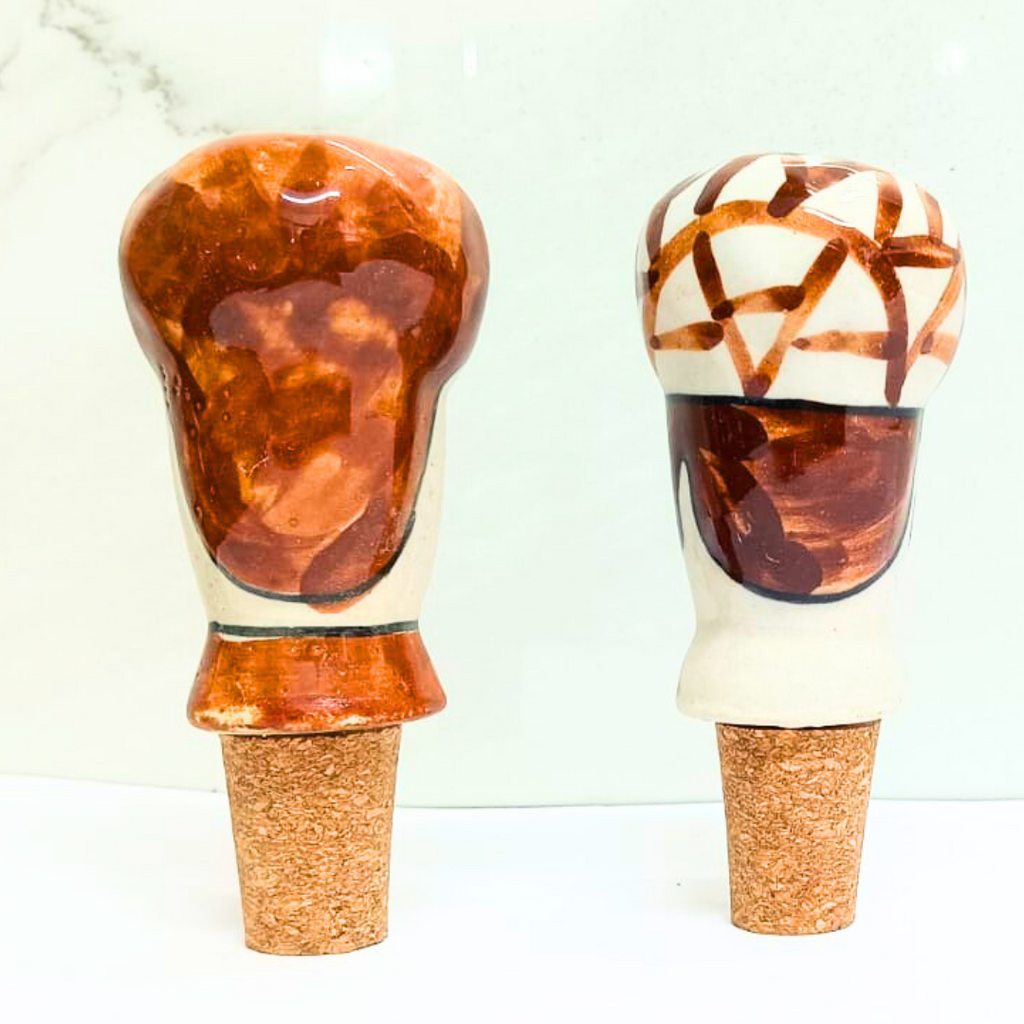 Decorative Wine Bottle Stopper,Handcrafted Ceramic Bottle Cork Stopper – Printed Wine & Oil Bottle Stopper | Reusable, Eco-Friendly, Decorative Kitchen Accessory