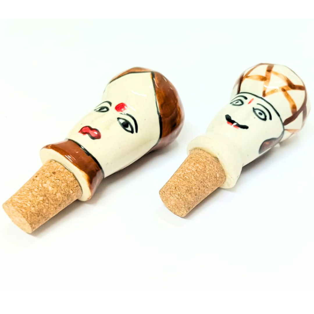 Decorative Wine Bottle Stopper,Handcrafted Ceramic Bottle Cork Stopper – Printed Wine & Oil Bottle Stopper | Reusable, Eco-Friendly, Decorative Kitchen Accessory
