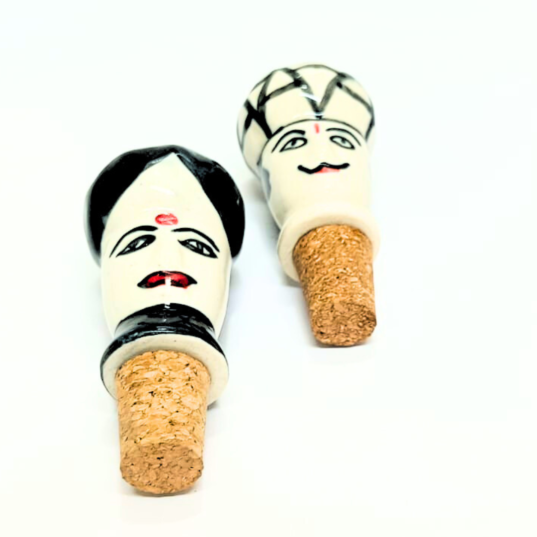 Decorative Wine Bottle Stopper,Handcrafted Ceramic Bottle Cork Stopper – Printed Wine & Oil Bottle Stopper | Reusable, Eco-Friendly, Decorative Kitchen Accessory