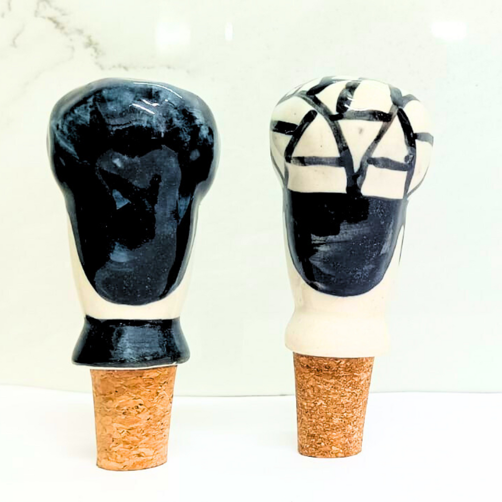 Decorative Wine Bottle Stopper,Handcrafted Ceramic Bottle Cork Stopper – Printed Wine & Oil Bottle Stopper | Reusable, Eco-Friendly, Decorative Kitchen Accessory