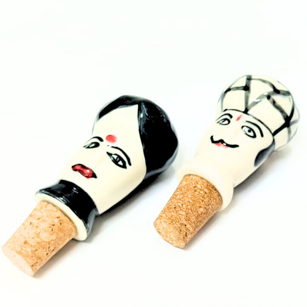 Decorative Wine Bottle Stopper,Handcrafted Ceramic Bottle Cork Stopper – Printed Wine & Oil Bottle Stopper | Reusable, Eco-Friendly, Decorative Kitchen Accessory