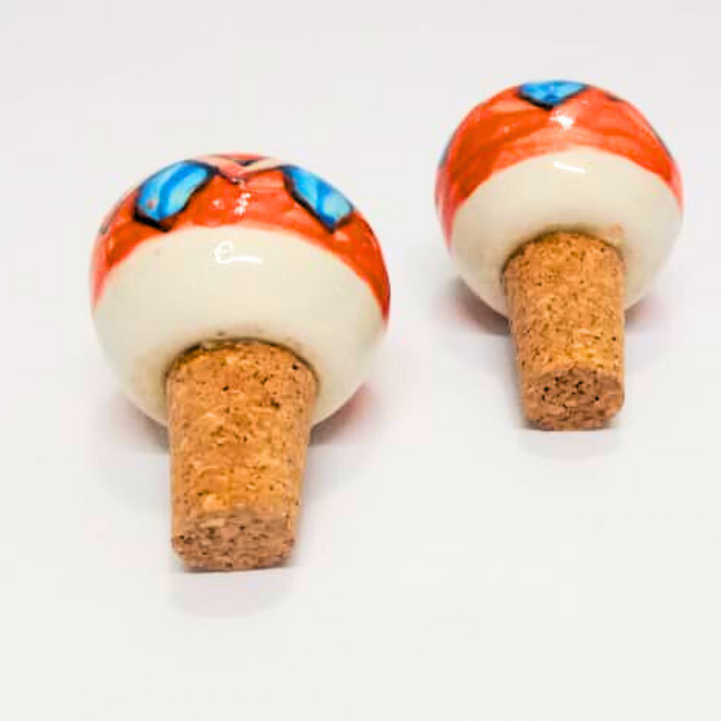 Decorative Wine Bottle Stopper,Handcrafted Ceramic Bottle Cork Stopper – Floral Printed Wine & Oil Bottle Stopper