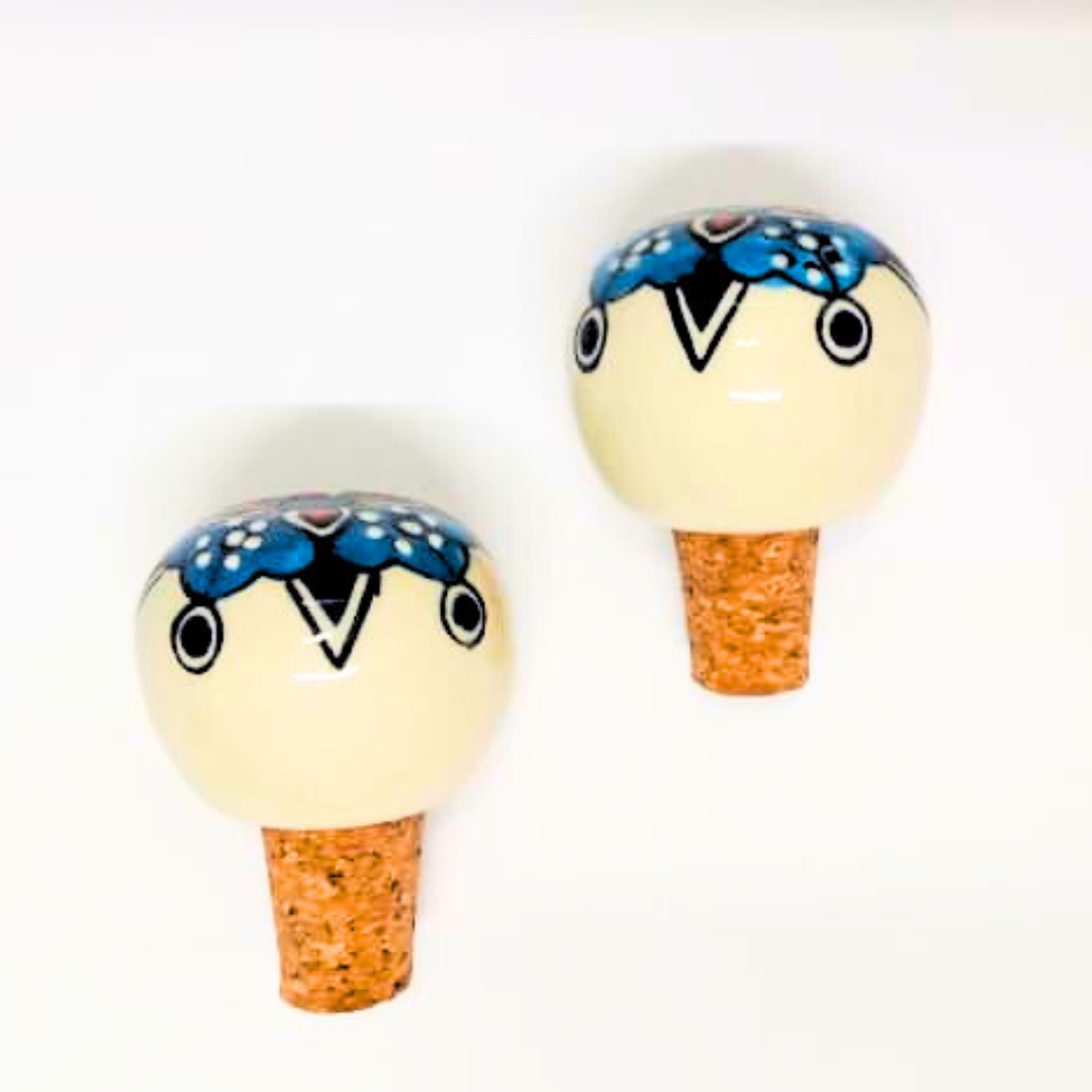 Decorative Wine Bottle Stopper,Handcrafted Ceramic Bottle Cork Stopper – Floral Printed Wine & Oil Bottle Stopper