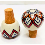 Decorative Wine Bottle Stopper,Handcrafted Ceramic Bottle Cork Stopper – Floral Printed Wine & Oil Bottle Stopper