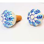 Decorative Wine Bottle Stopper,Handcrafted Ceramic Bottle Cork Stopper – Floral Printed Wine & Oil Bottle Stopper