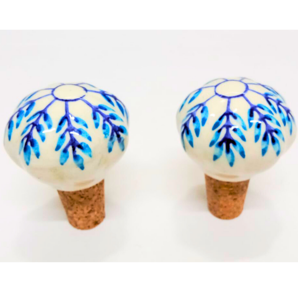Decorative Wine Bottle Stopper,Handcrafted Ceramic Bottle Cork Stopper – Floral Printed Wine & Oil Bottle Stopper