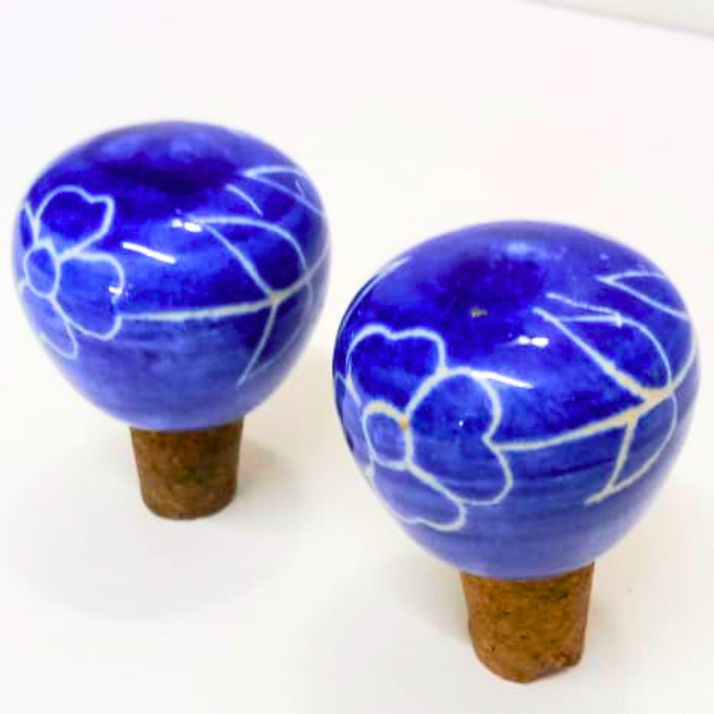 Decorative Wine Bottle Stopper,Handcrafted Ceramic Bottle Cork Stopper – Floral Printed Wine & Oil Bottle Stopper