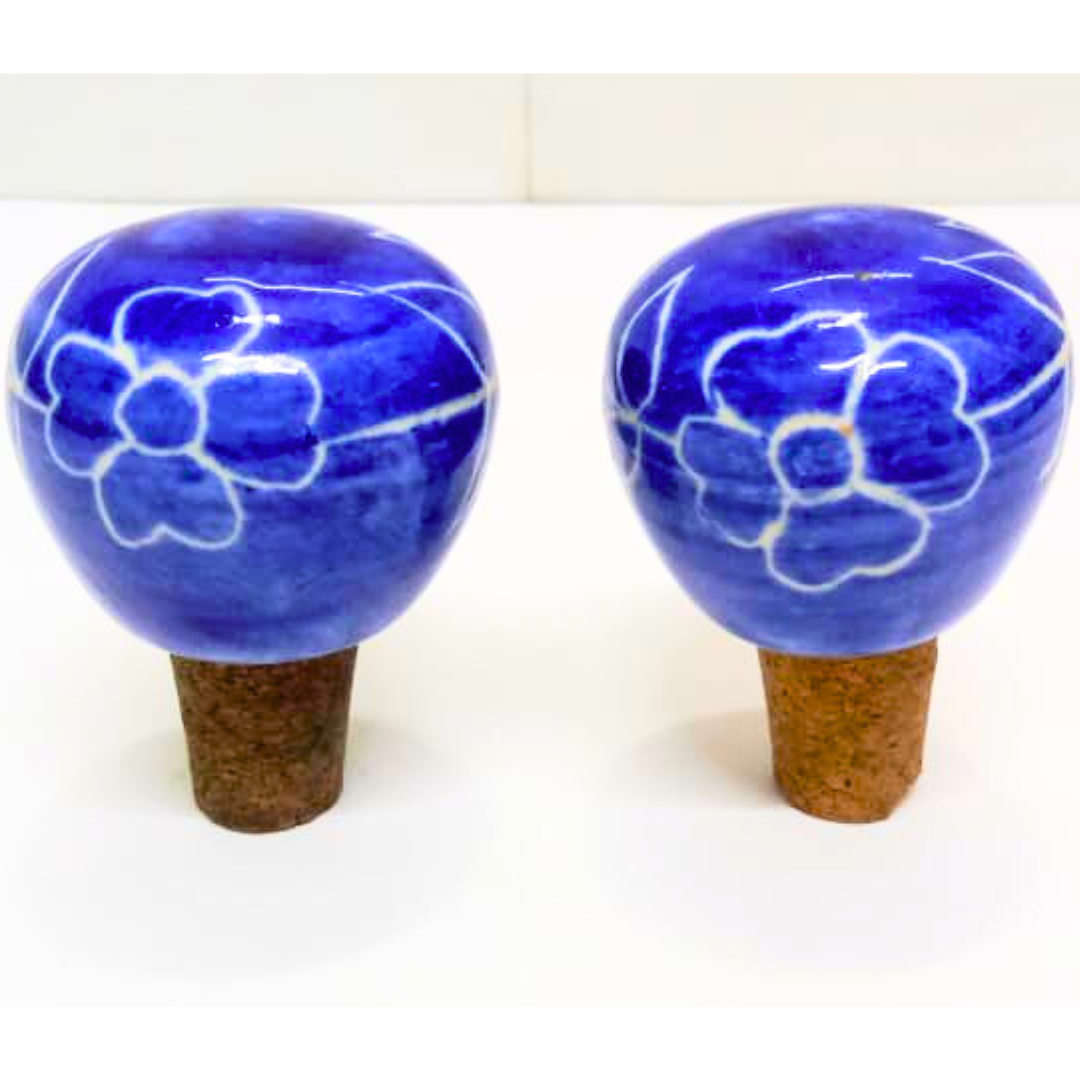 Decorative Wine Bottle Stopper,Handcrafted Ceramic Bottle Cork Stopper – Floral Printed Wine & Oil Bottle Stopper