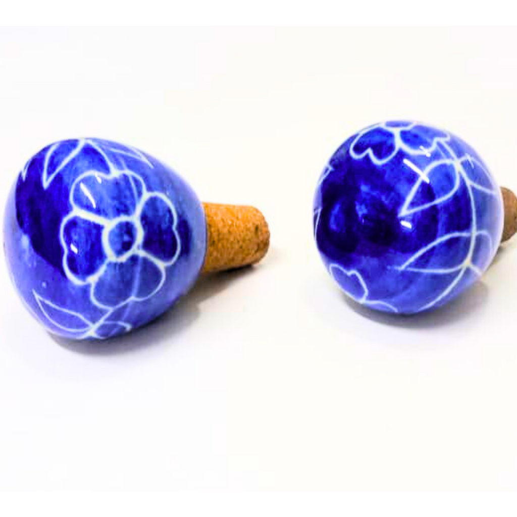 Decorative Wine Bottle Stopper,Handcrafted Ceramic Bottle Cork Stopper – Floral Printed Wine & Oil Bottle Stopper