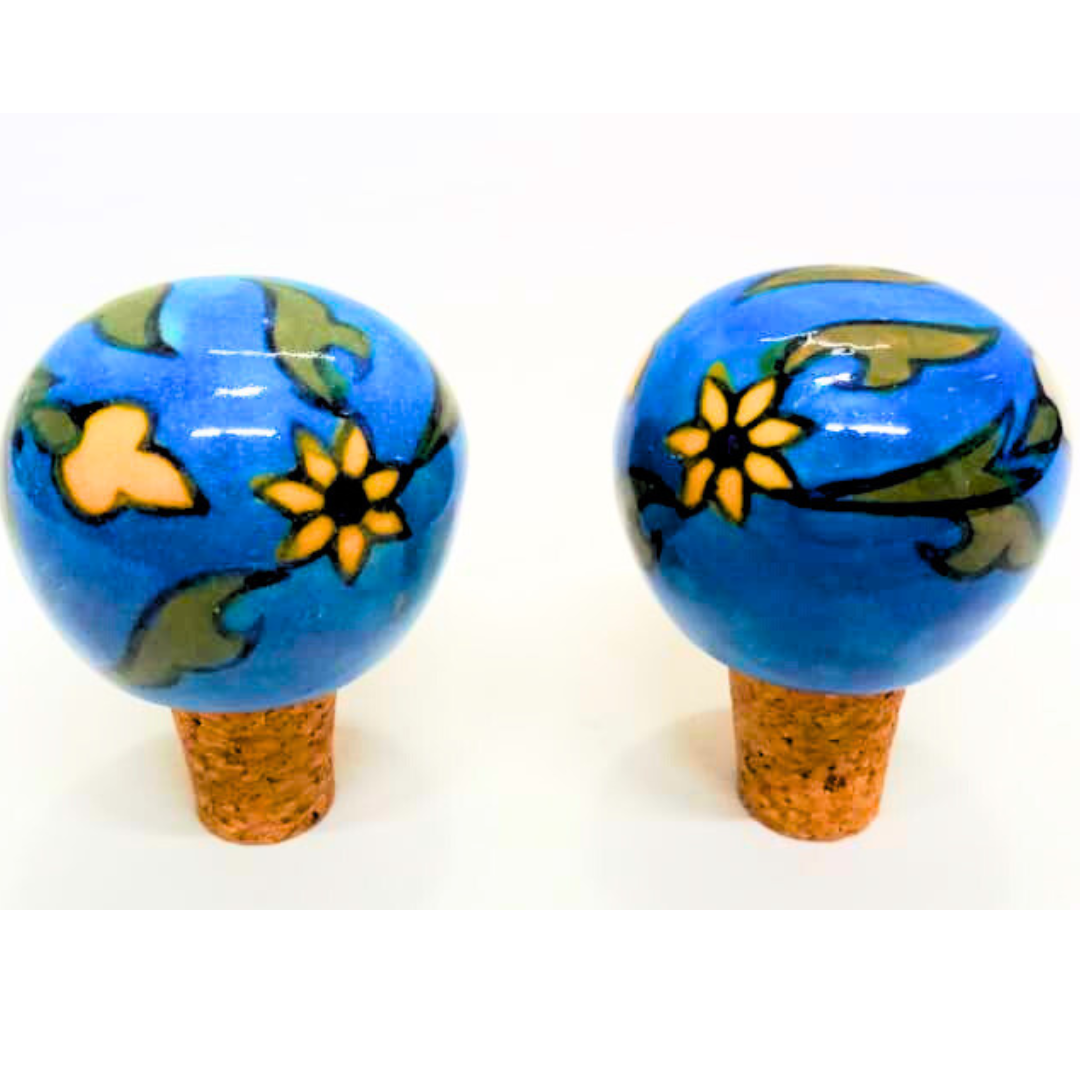 ecorative Wine Bottle Stopper,Handcrafted Ceramic Bottle Cork Stopper – Floral Printed Wine & Oil Bottle Stopper