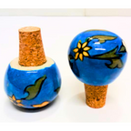ecorative Wine Bottle Stopper,Handcrafted Ceramic Bottle Cork Stopper – Floral Printed Wine & Oil Bottle Stopper