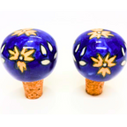 Decorative Wine Bottle Stopper,Handcrafted Ceramic Bottle Cork Stopper – Floral Printed Wine & Oil Bottle Stopper