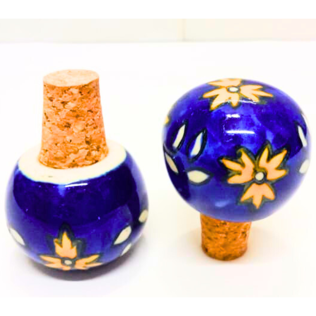 Decorative Wine Bottle Stopper,Handcrafted Ceramic Bottle Cork Stopper – Floral Printed Wine & Oil Bottle Stopper