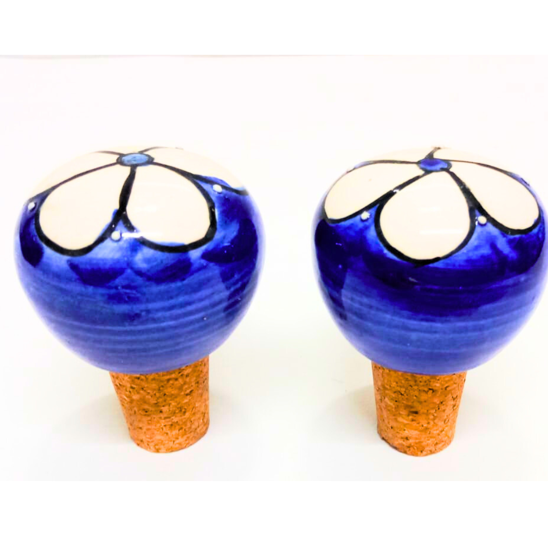 Decorative Wine Bottle Stopper,Handcrafted Ceramic Bottle Cork Stopper – Floral Printed Wine & Oil Bottle Stopper