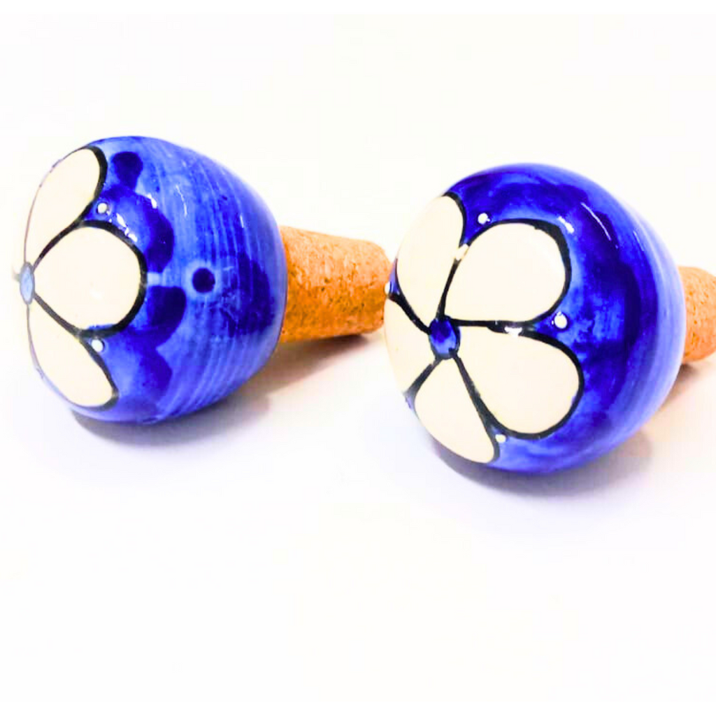 Decorative Wine Bottle Stopper,Handcrafted Ceramic Bottle Cork Stopper – Floral Printed Wine & Oil Bottle Stopper