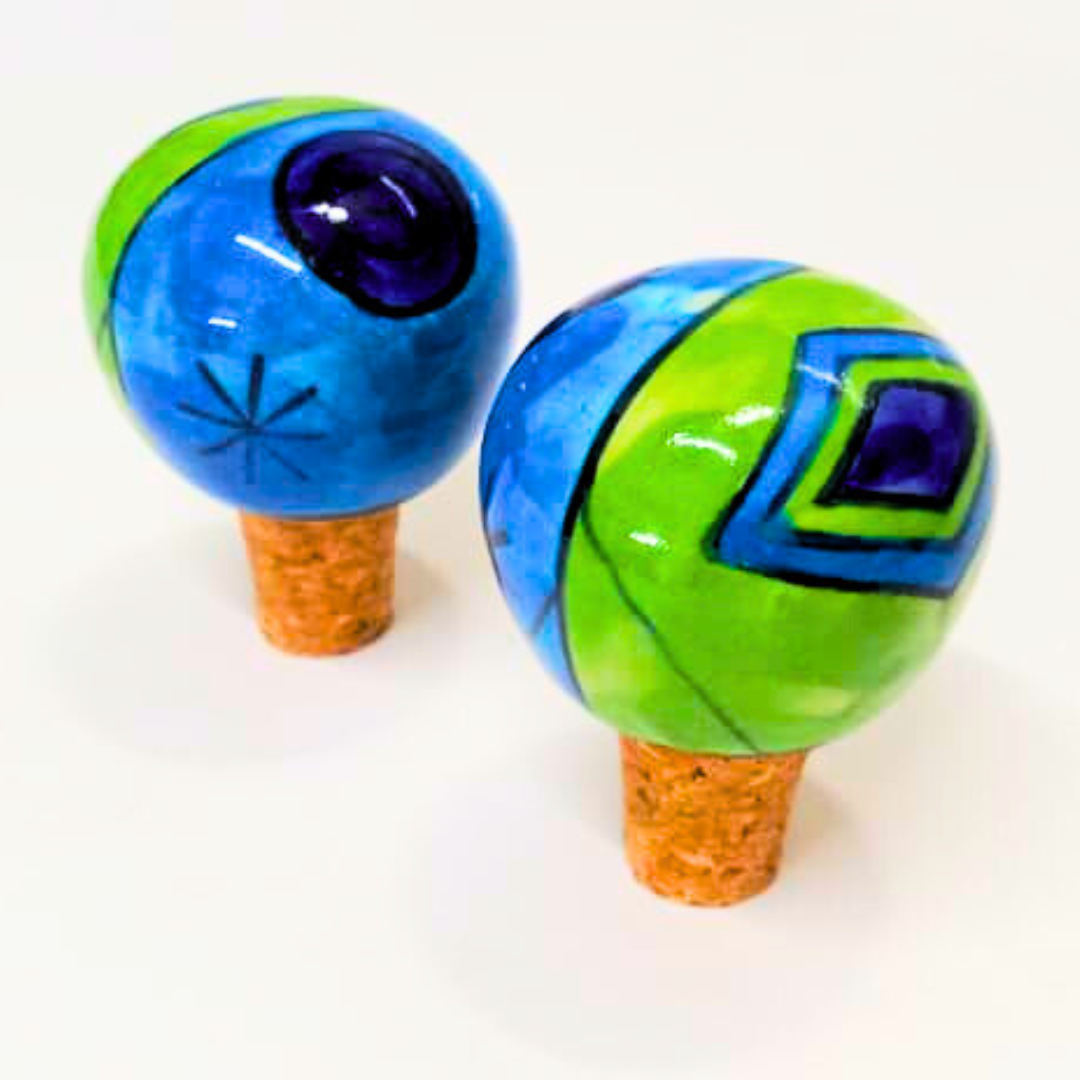 Decorative Wine Bottle Stopper,Handcrafted Ceramic Bottle Cork Stopper – Floral Printed Wine & Oil Bottle Stopper | Reusable, Eco-Friendly, Decorative Kitchen Accessory