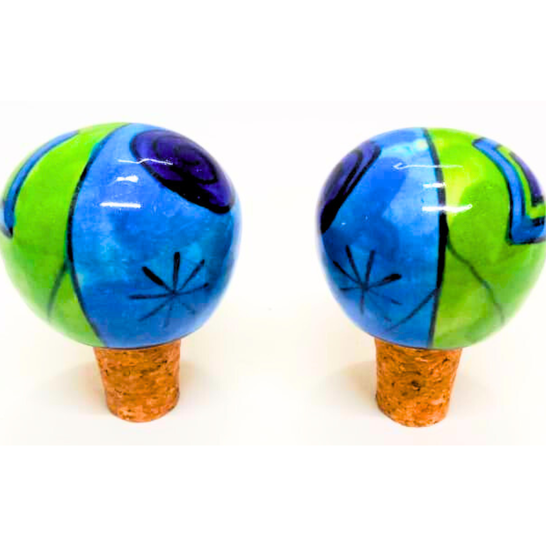 Decorative Wine Bottle Stopper,Handcrafted Ceramic Bottle Cork Stopper – Floral Printed Wine & Oil Bottle Stopper | Reusable, Eco-Friendly, Decorative Kitchen Accessory