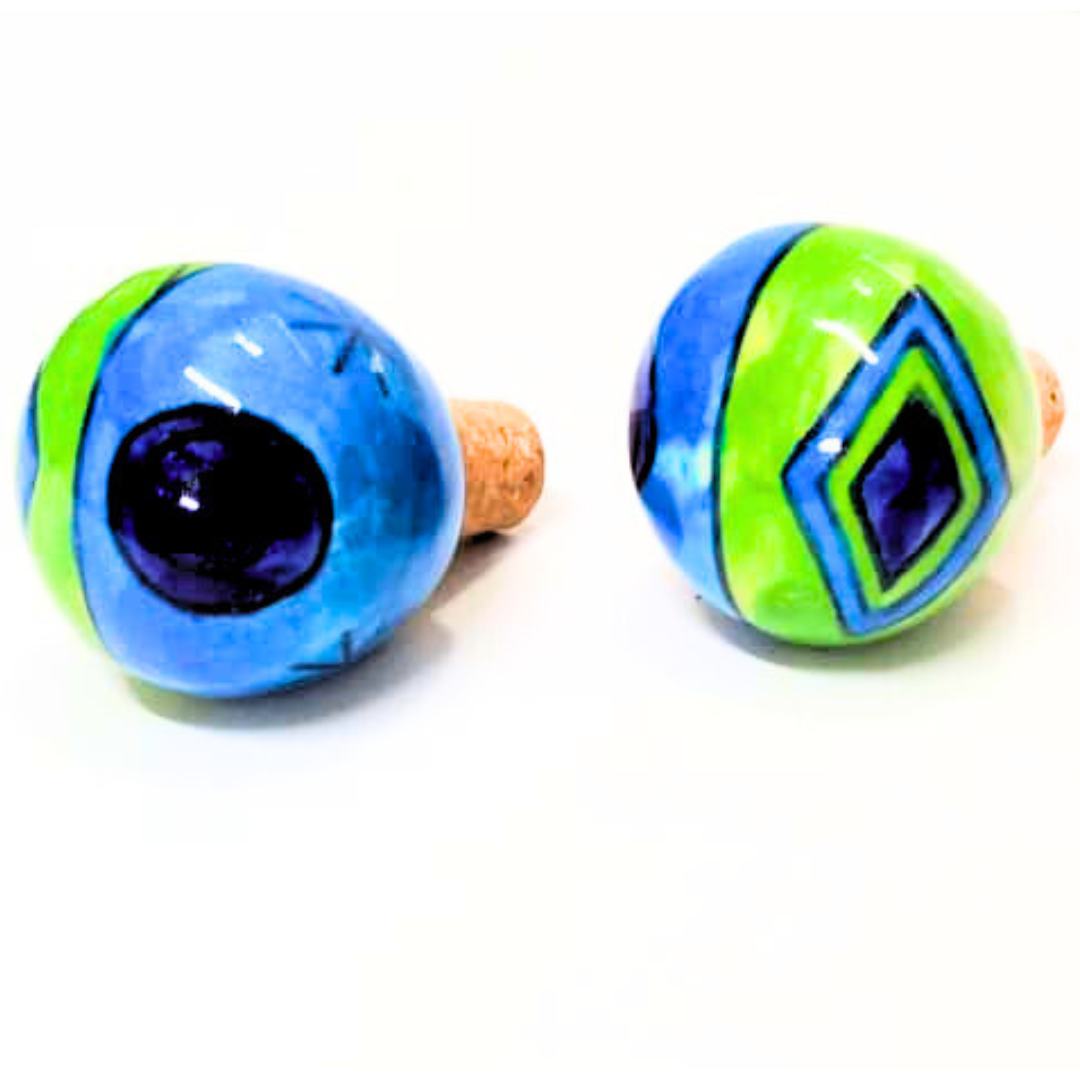 Decorative Wine Bottle Stopper,Handcrafted Ceramic Bottle Cork Stopper – Floral Printed Wine & Oil Bottle Stopper | Reusable, Eco-Friendly, Decorative Kitchen Accessory