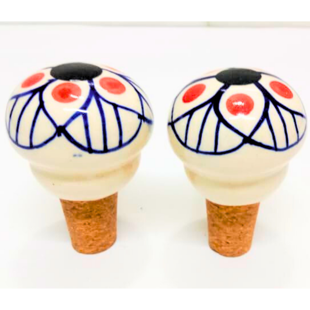Decorative Wine Bottle Stopper,Handcrafted Ceramic Bottle Cork Stopper – Floral Printed Wine & Oil Bottle Stopper