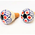 Decorative Wine Bottle Stopper,Handcrafted Ceramic Bottle Cork Stopper – Floral Printed Wine & Oil Bottle Stopper