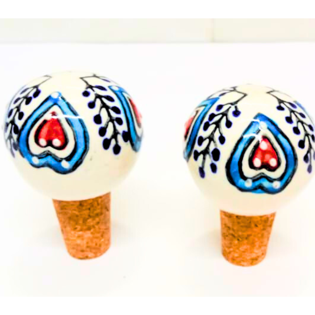 Decorative Wine Bottle Stopper,Handcrafted Ceramic Bottle Cork Stopper – Floral Printed Wine & Oil Bottle Stopper