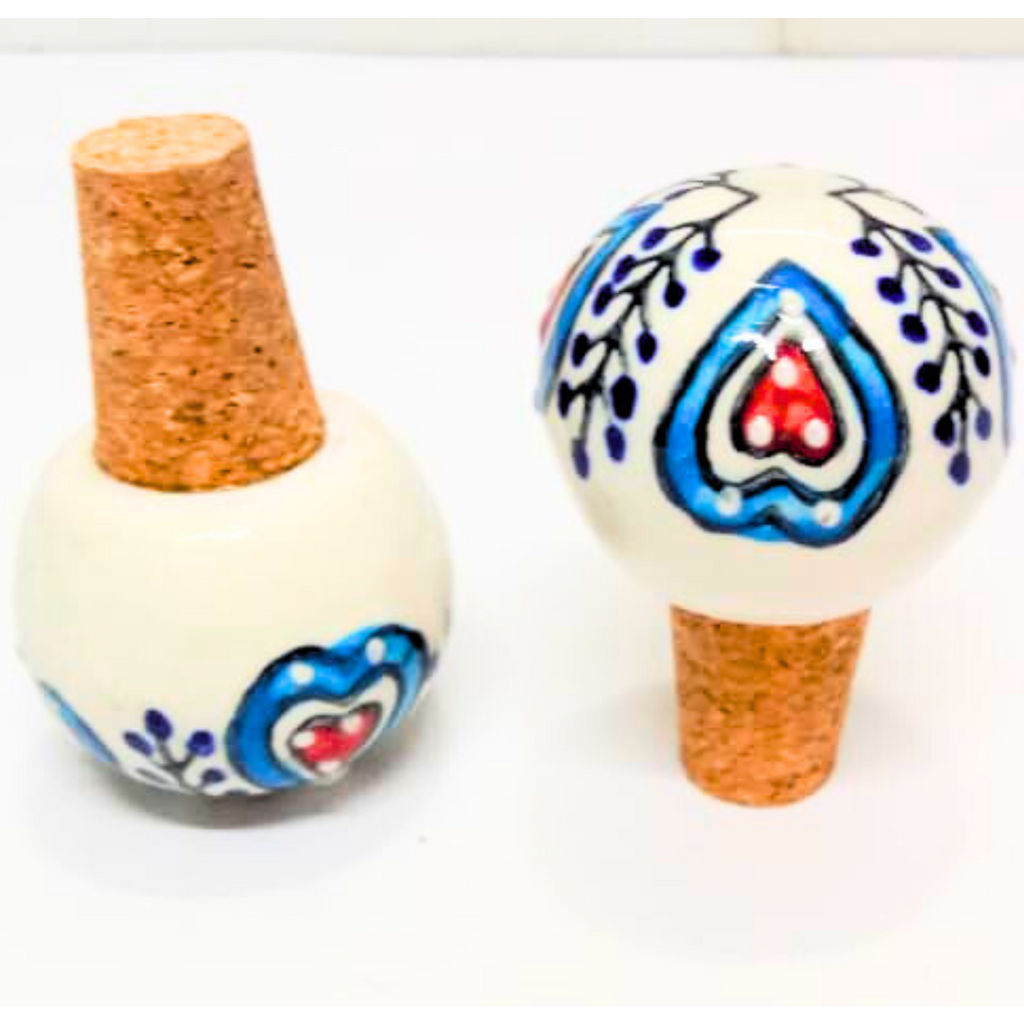 Decorative Wine Bottle Stopper,Handcrafted Ceramic Bottle Cork Stopper – Floral Printed Wine & Oil Bottle Stopper