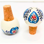 Decorative Wine Bottle Stopper,Handcrafted Ceramic Bottle Cork Stopper – Floral Printed Wine & Oil Bottle Stopper