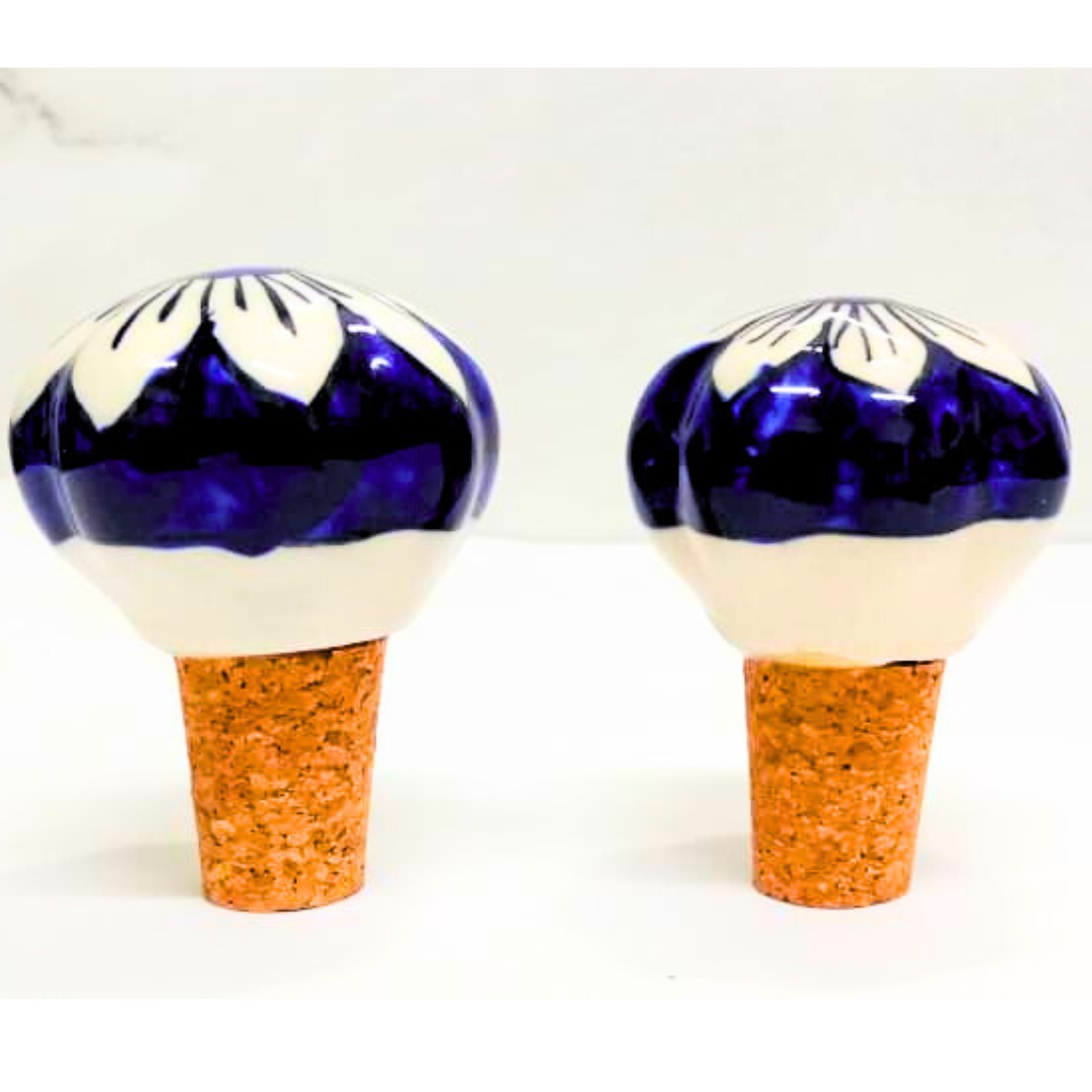 Decorative Wine Bottle Stopper,Handcrafted Ceramic Bottle Cork Stopper – Floral Printed Wine & Oil Bottle Stopper | Reusable, Eco-Friendly, Decorative Kitchen Accessory