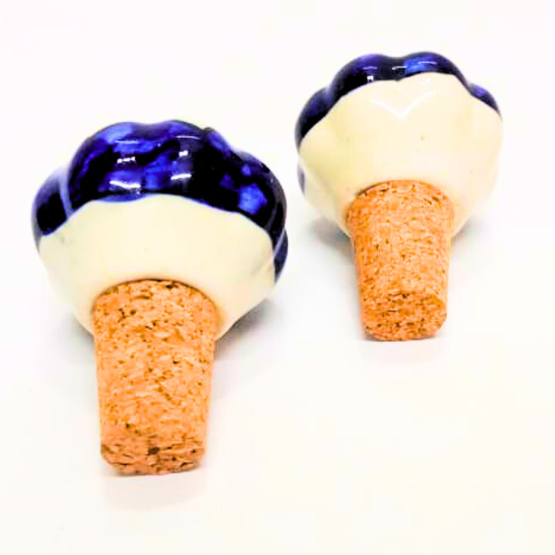 Decorative Wine Bottle Stopper,Handcrafted Ceramic Bottle Cork Stopper – Floral Printed Wine & Oil Bottle Stopper | Reusable, Eco-Friendly, Decorative Kitchen Accessory