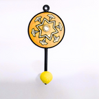 Decorative Wall Hook with Star Pattern | Orange and Yellow Ceramic Design | Handcrafted Metal Hook for Keys, Coats, Towels & Home Décor
