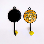 Decorative Wall Hook with Star Pattern | Orange and Yellow Ceramic Design | Handcrafted Metal Hook for Keys, Coats, Towels & Home Décor