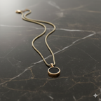 Unisex Black Round Pendant Chain