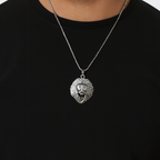 Silver lion pendant chain for men