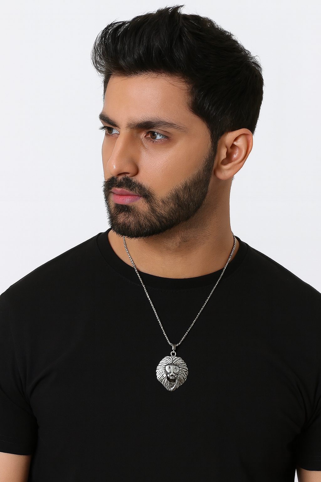 Silver lion pendant chain for men