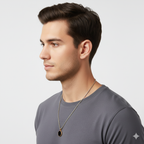Unisex Black Round Pendant Chain
