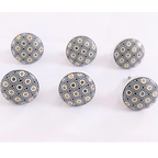 Decorative Ceramic Drawer Knobs, White and Black Geometric Hexagon Pattern | Handcrafted Cabinet Pulls & Drawer Handles | Set of 6 with Metal Hardware