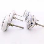 Decorative Ceramic Drawer Knobs, White and Black Geometric Hexagon Pattern | Handcrafted Cabinet Pulls & Drawer Handles | Set of 6 with Metal Hardware