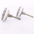 Decorative Ceramic Drawer Knobs, White and Black Geometric Hexagon Pattern | Handcrafted Cabinet Pulls & Drawer Handles | Set of 6 with Metal Hardware