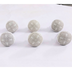 Decorative Ceramic Drawer Knobs, White with Geometric Pattern | Handcrafted Cabinet Pulls with Metal Hardware | Set of 6 for Drawers, Cupboards & Wardrobes