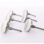 Decorative Ceramic Drawer Knobs, White with Geometric Pattern | Handcrafted Cabinet Pulls with Metal Hardware | Set of 6 for Drawers, Cupboards & Wardrobes