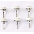 Decorative Ceramic Drawer Knobs, White with Geometric Pattern | Handcrafted Cabinet Pulls with Metal Hardware | Set of 6 for Drawers, Cupboards & Wardrobes